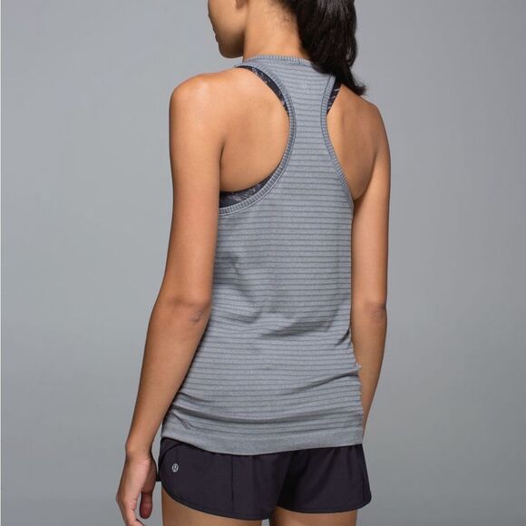 Lululemon Run: Swiftly Tech High-Neck Racerback Tank Top - Stripe Slate Size 4-6 - Picture 2 of 16
